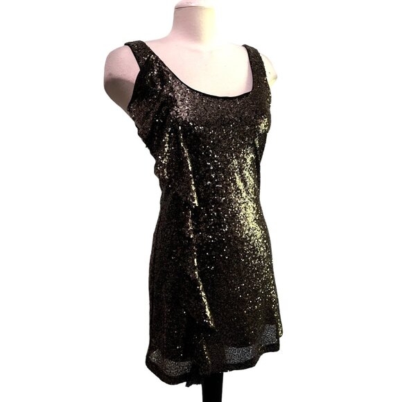 Anna Grace Bronze Sequined Dress Sz Small Womens Sleeveless Mini - Picture 3 of 12